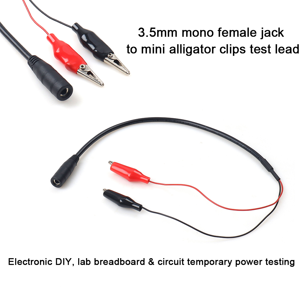 Diy Home Electronics Lab - 0,4 m 3,5-mm-Mono-Buchse auf Mini-Krokodilklemmen-Testkabel 24AWG