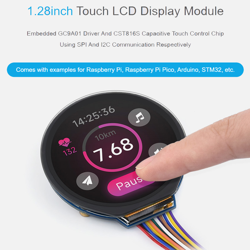 I2C Lcd Display - 1,28-Zoll-Touch-LCD-Anzeigemodul GC9A01, angetriebener CST816S kapazitiver Touch-Control-Chip,