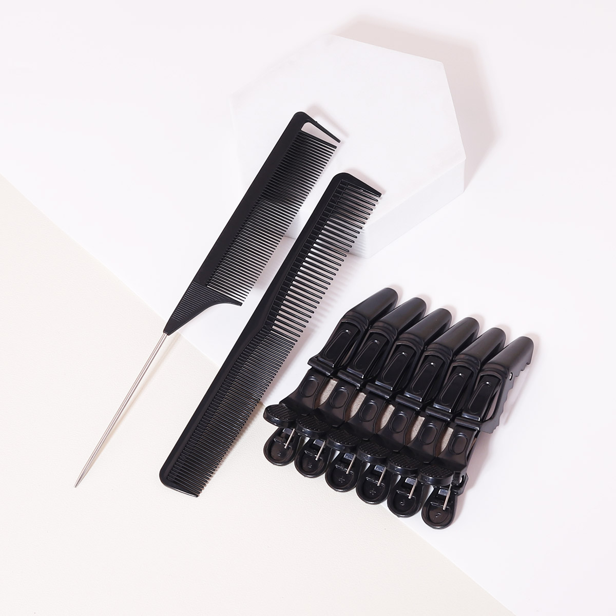 Crocodile Clip Set - 8-teiliges Haarkamm-Set – Haarspitzenkamm, doppelseitiger Haarkamm,