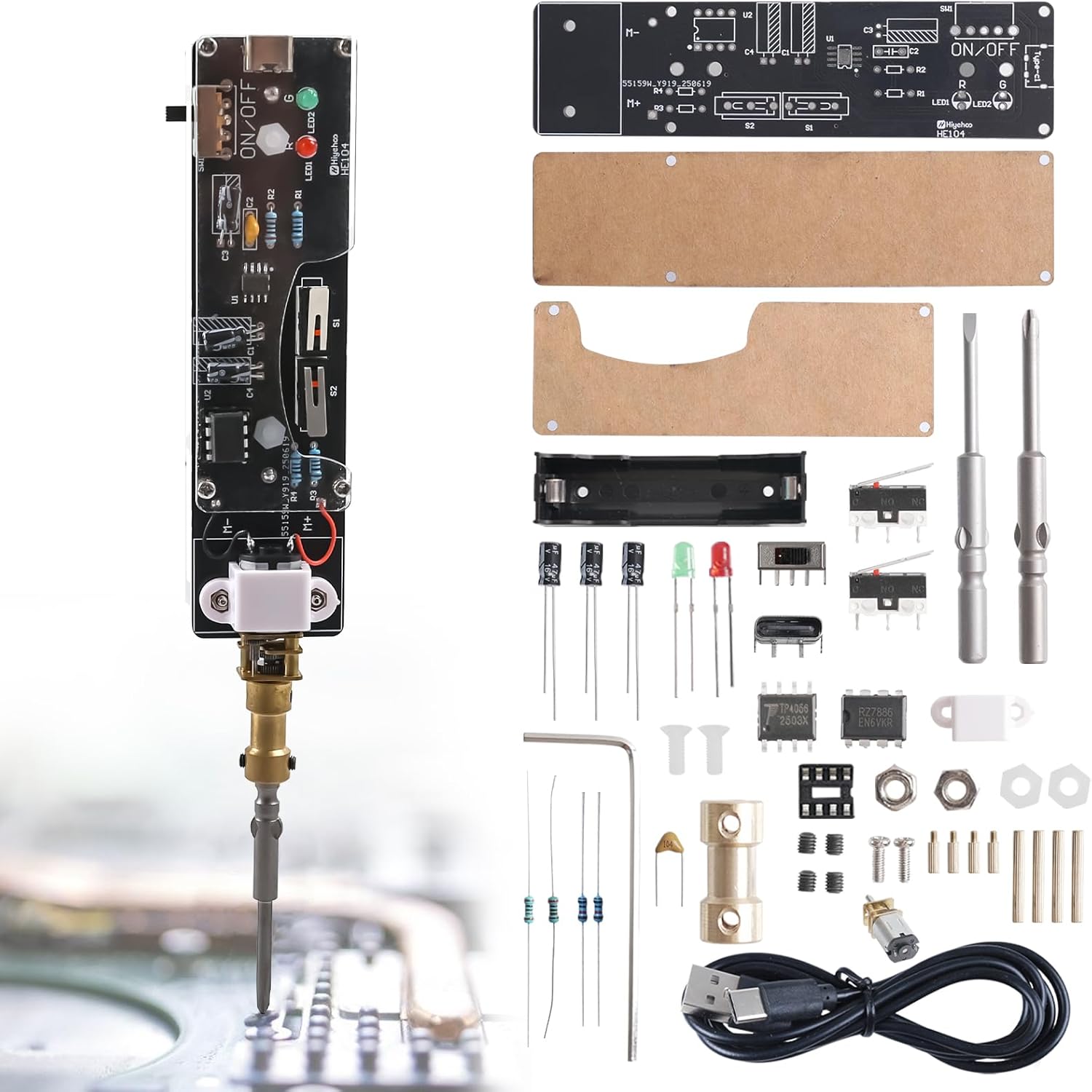 Diy Home Electronics Lab - USB wiederaufladbarer Elektroschrauber, Lötprojekt-Set mit 2