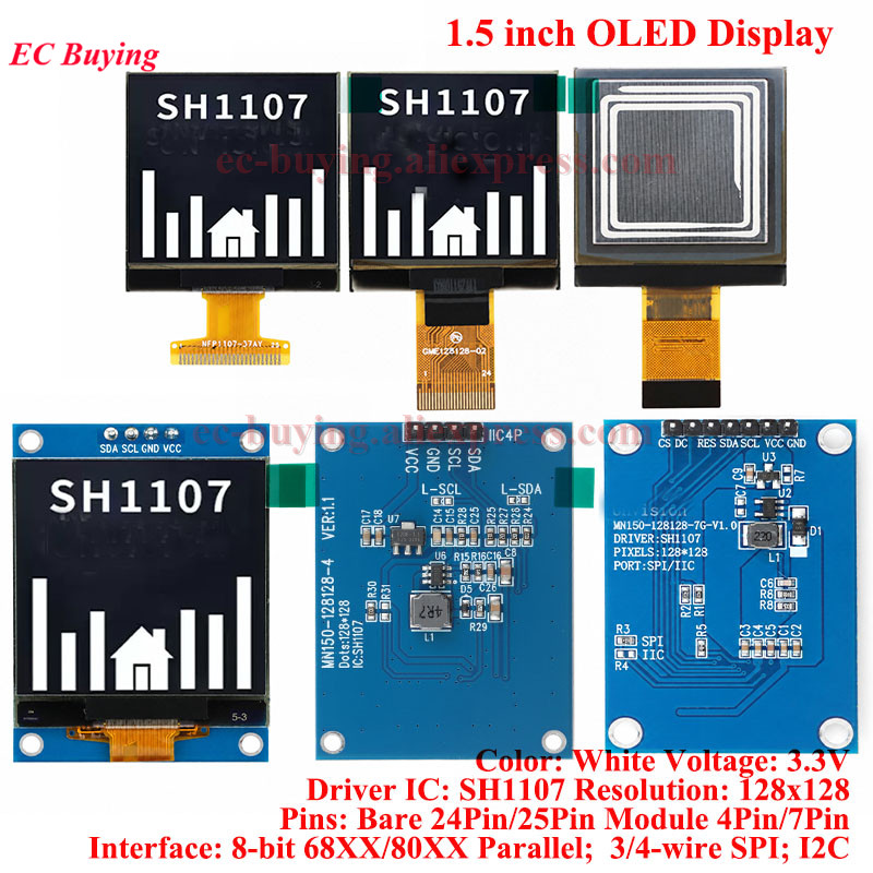 I2C Lcd Display - 1,5 Zoll OLED LCD Weißes Display-Modul