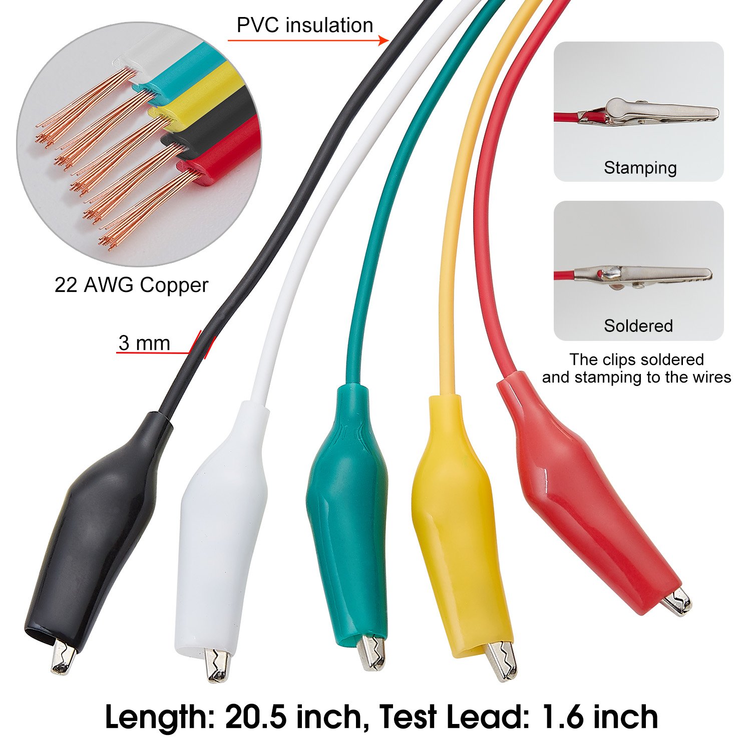 10 Stück 50 cm 35 mm Krokodilk – Crocodile Clip Set Bewertung und Preis
