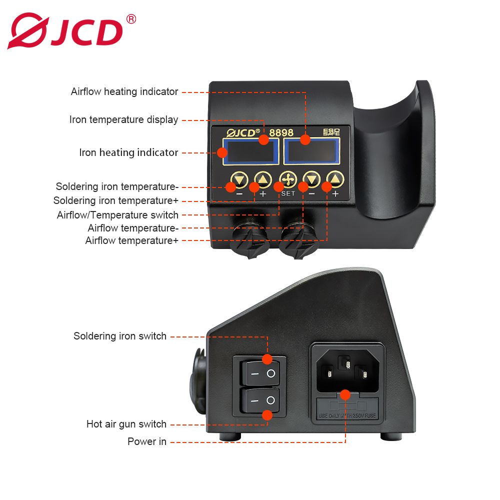 JCD 8898 750W Lötstation 2-in- – Hot Air Rework Station Bewertung und Preis