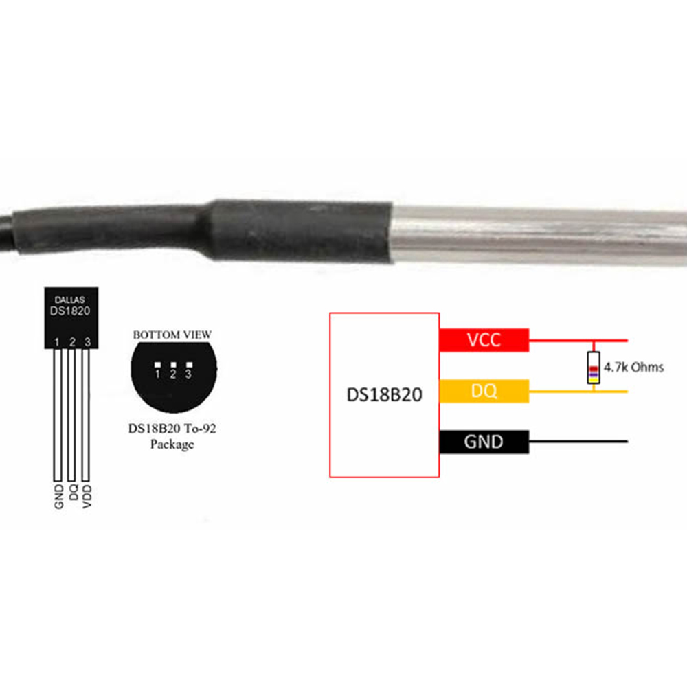 1PCS Wasserdicht DS18B20 gewin – Ds18B20 Temperature Sensor Bewertung und Preis